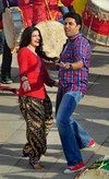 Abhishek and Prachi - On the Sets of 'Bol Bachchan' Movie